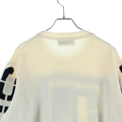 Fendi Big Logo Crew Neck Pullover Knit Sweater White — view 4