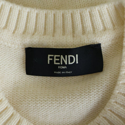 Fendi Big Logo Crew Neck Pullover Knit Sweater White — view 7