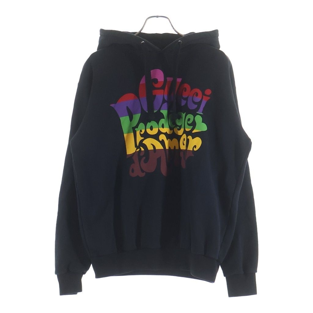 Gucci Prodige D'amour Multicolor Logo Print Pullover Sweatshirt Hoodie Black