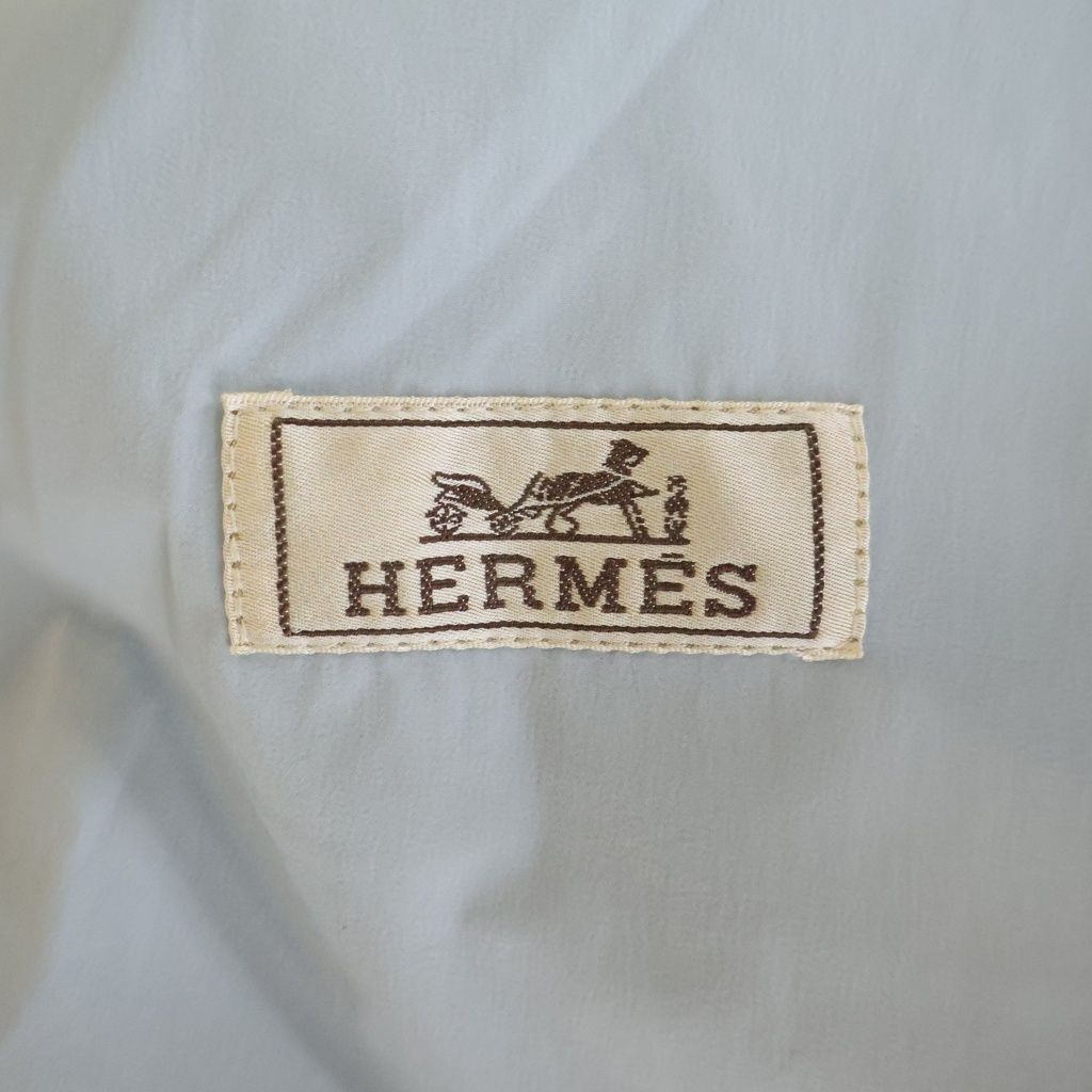 Hermes Nylon Zip Up Hoodie Light Blue Beige 48 — view 6