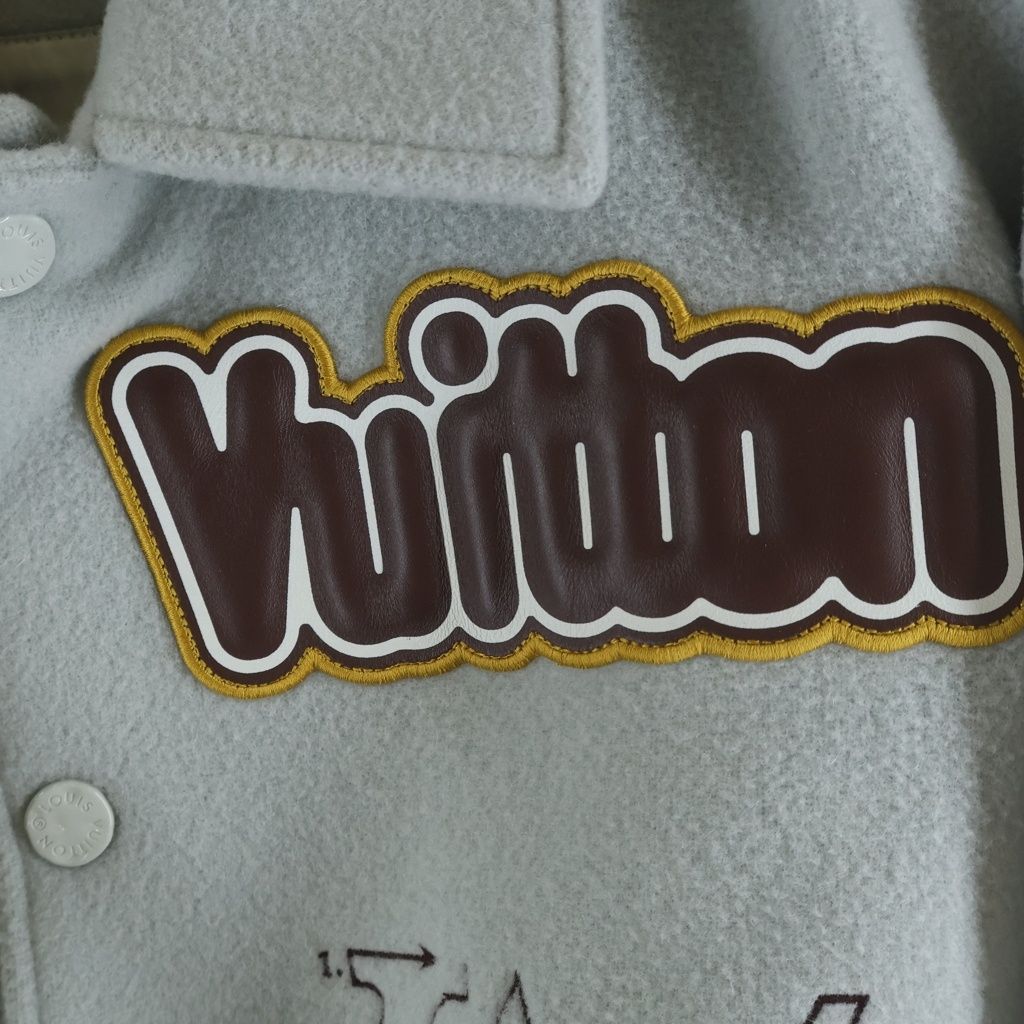 Louis Vuitton Varsity Leather Jacket Epi Wool Gray 46 — view 4