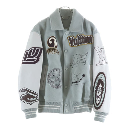 Louis Vuitton Varsity Leather Jacket Epi Wool Gray 46 — view 2