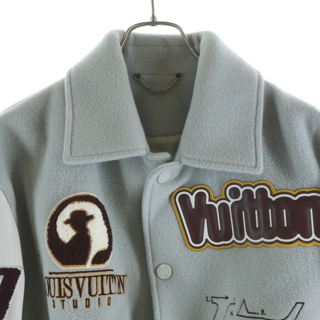Louis Vuitton Varsity Leather Jacket Epi Wool Gray 46 — view 3