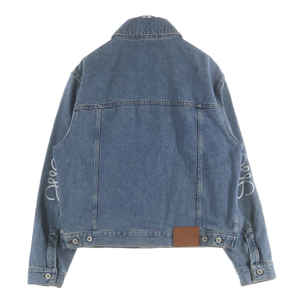 Loewe Anagram Logo Cutout Denim Tracker Jacket Indigo — view 2