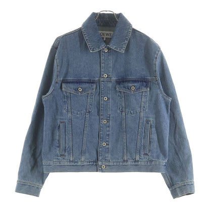 Loewe Anagram Logo Cutout Denim Tracker Jacket Indigo