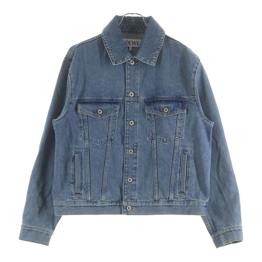 Loewe Anagram Logo Cutout Denim Tracker Jacket Indigo