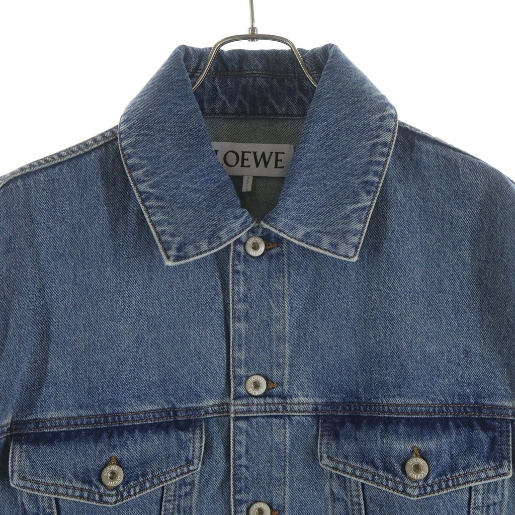 Loewe Anagram Logo Cutout Denim Tracker Jacket Indigo — view 3