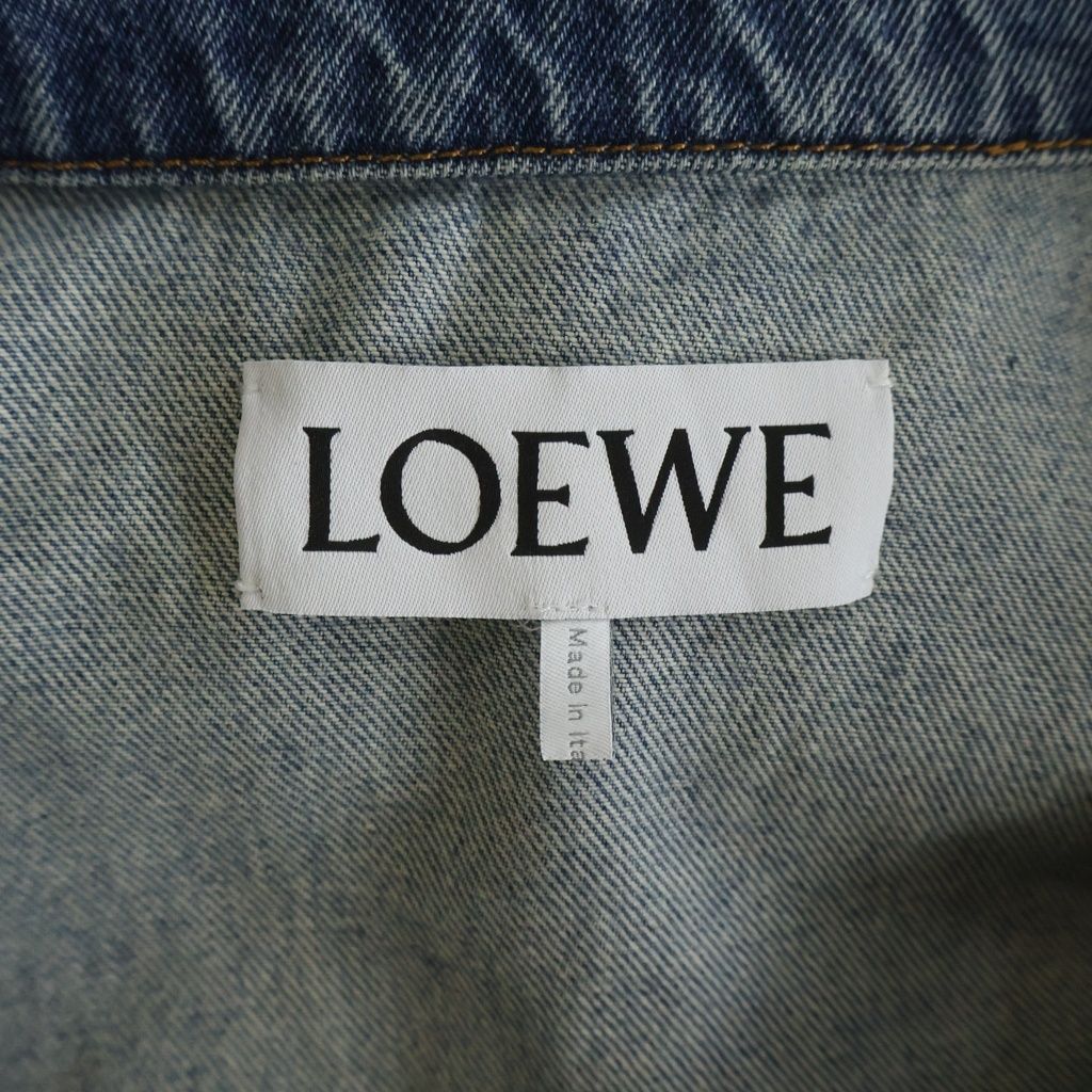 Loewe Anagram Logo Cutout Denim Tracker Jacket Indigo — view 7