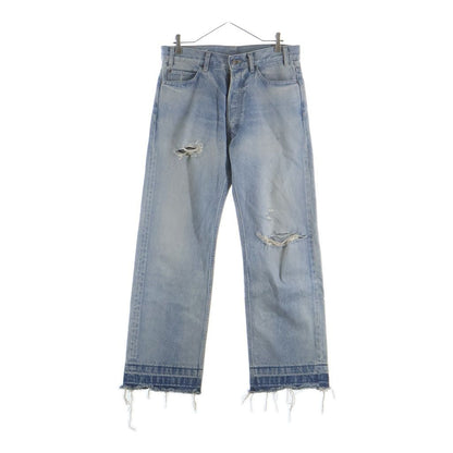 Celine Wesley Jeans East Side Distressed Wash Denim Pants Indigo