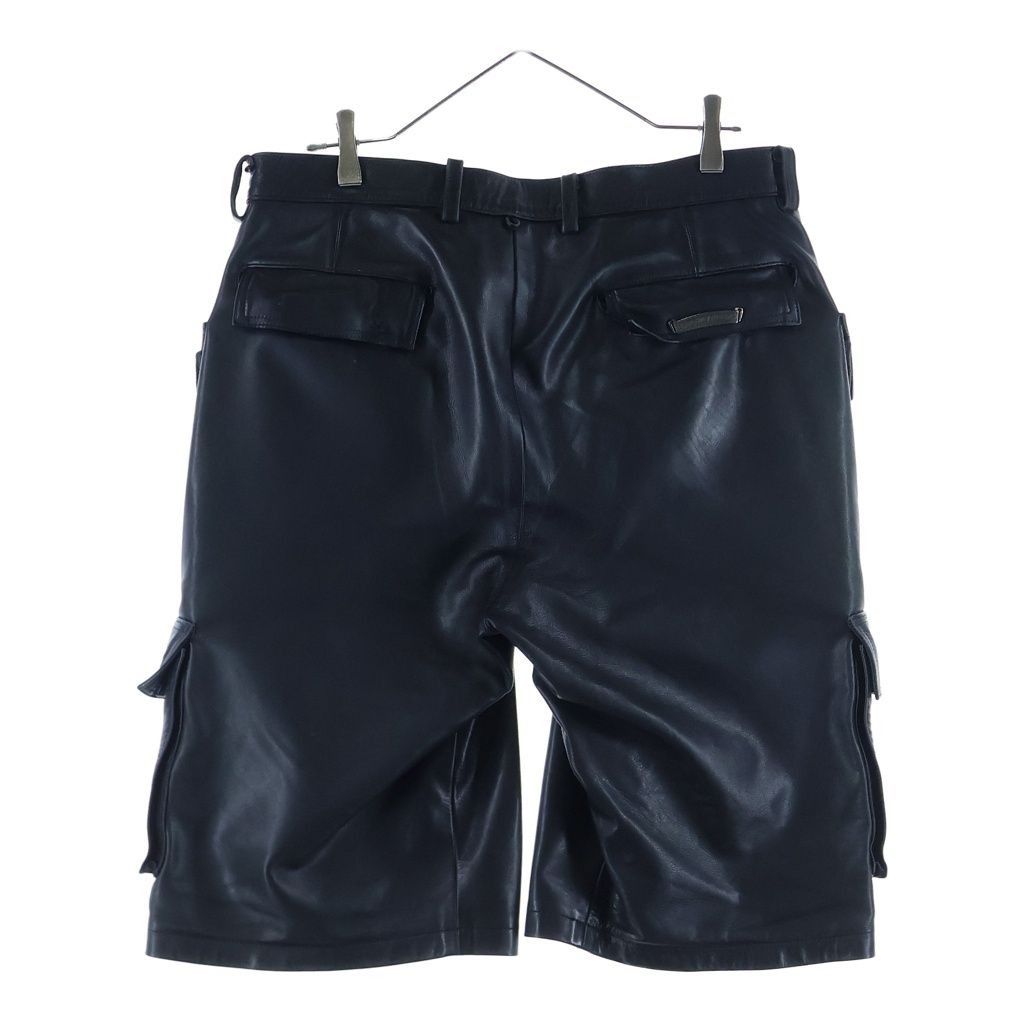 Chrome Hearts Fatigue Lthr Leather Crossball Button Cargo Shorts Black Silver — view 2
