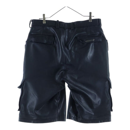 Chrome Hearts Fatigue Lthr Leather Crossball Button Cargo Shorts Black Silver — view 2