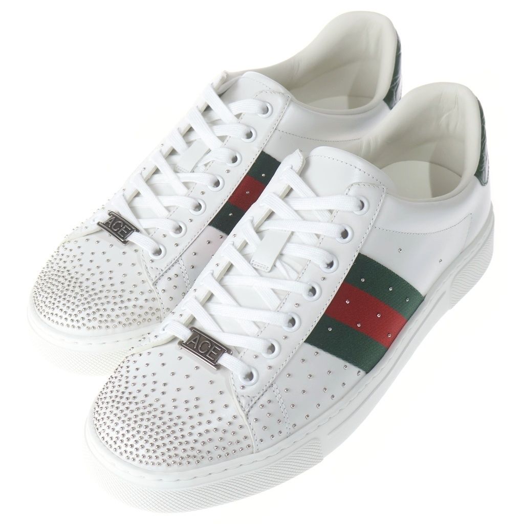 Gucci Ace Studded Multiplication Low Cut Sneakers White — view 2
