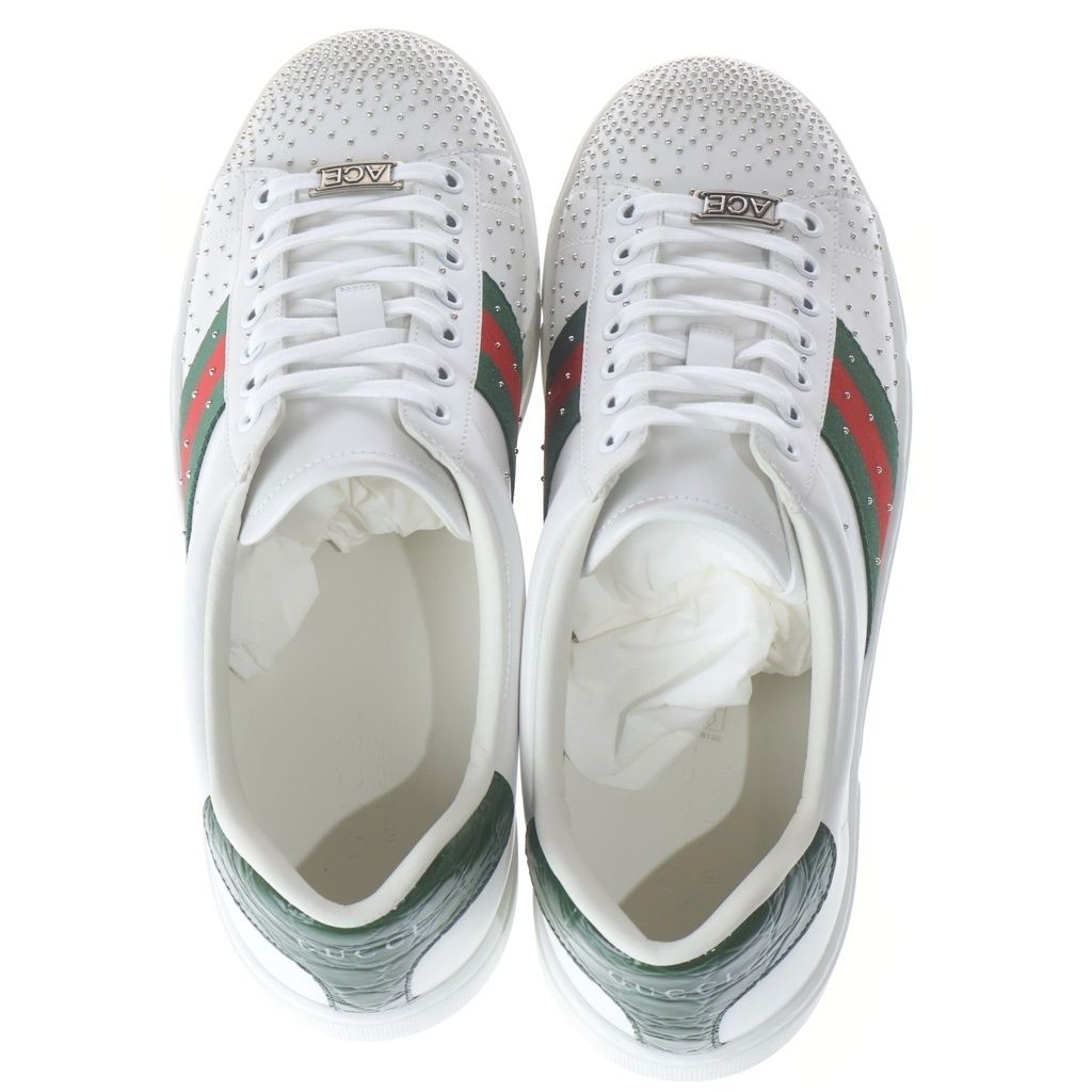 Gucci Ace Studded Multiplication Low Cut Sneakers White — view 3