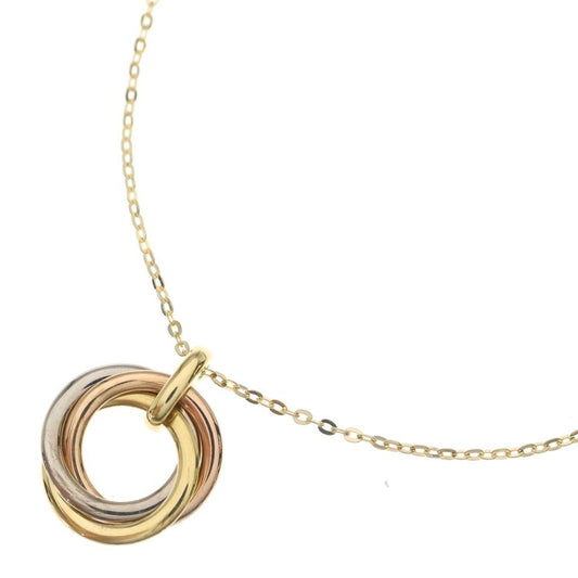Cartier Trinity Pendant Small Necklace 18k Yellow Gold PG WG Pink White