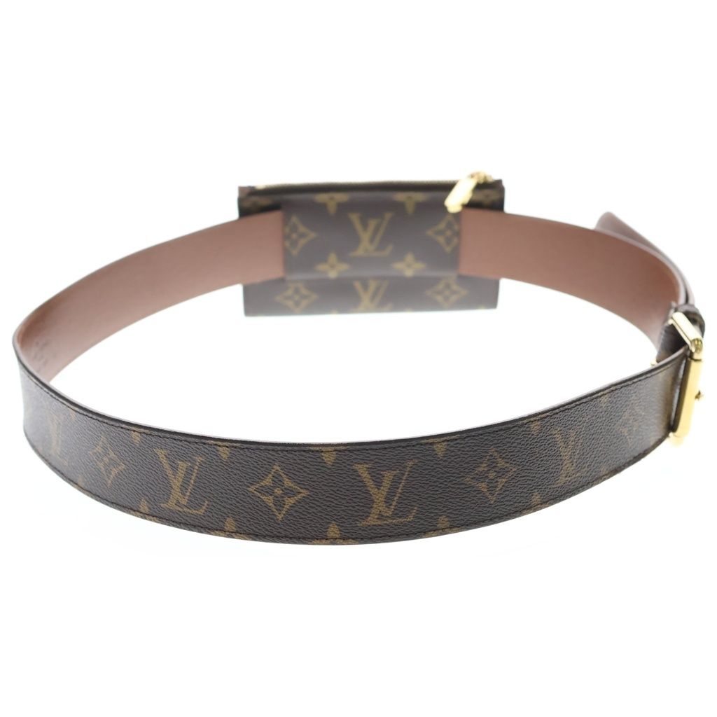 Louis Vuitton Monogram Ceinture Pochette Duo Belt Bag Waist Pouch Brown Leather — view 3