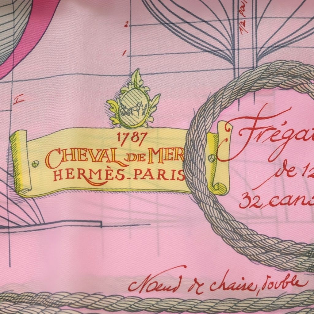 Hermes Carre 90 Cheval de Mer Silk Scarf Pink — view 2