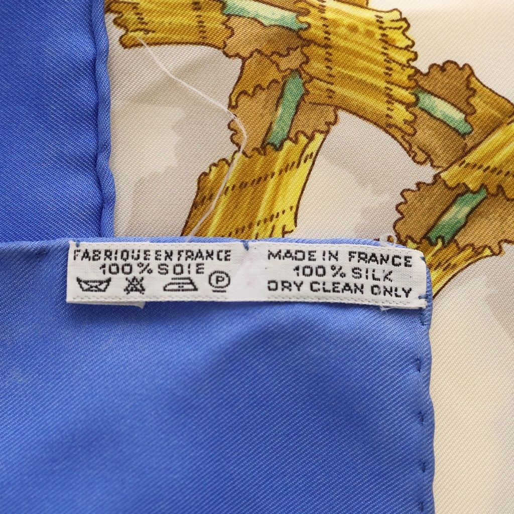 Hermes Carre 90 Botanical Silk Scarf Flower Ribbon Blue White — view 4