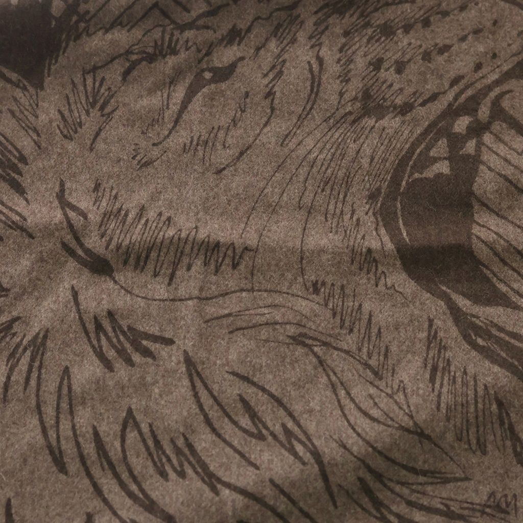 Hermes Scarf Large Shawl Lion Brown Gray Cashmere — view 2