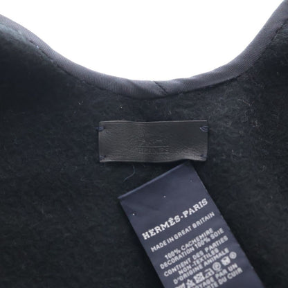 Hermes Cashmere Melton Cape Poncho Black Gray — view 5