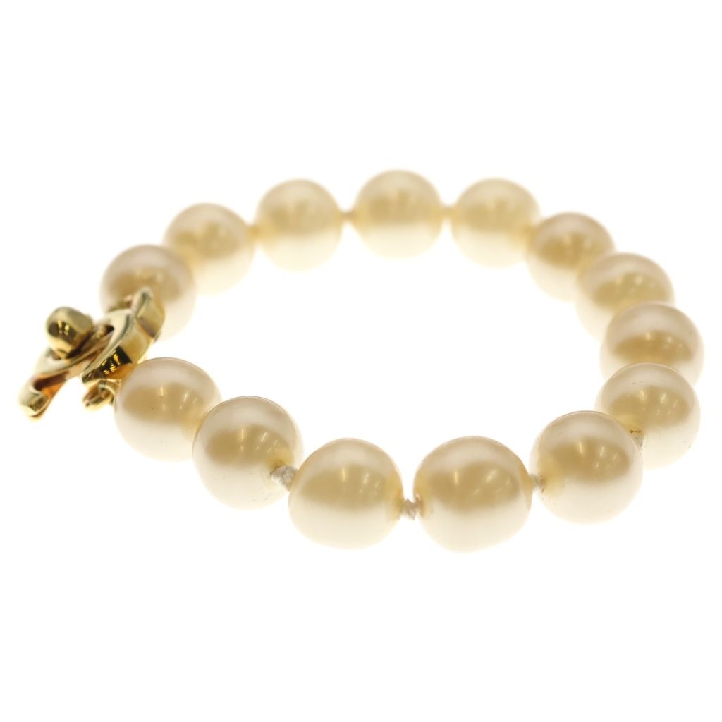 Chanel CC Logo Turnlock Pearl Bracelet Ivory Gold — view 4