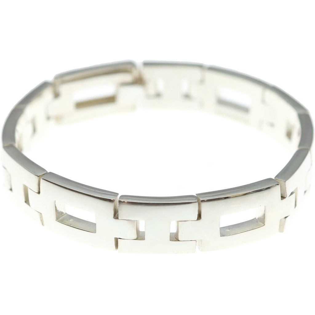 Hermes Logo Cles Bracelet Silver