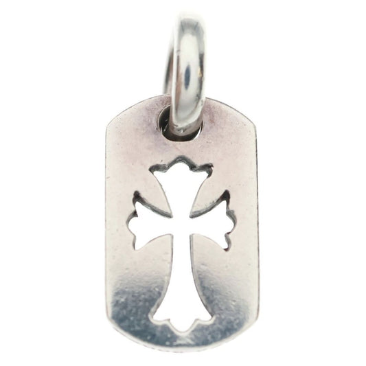 Chrome Hearts DT Tny CO Crs Tiny Cutout Cross Dog Tag Charm Pendant Top Silver