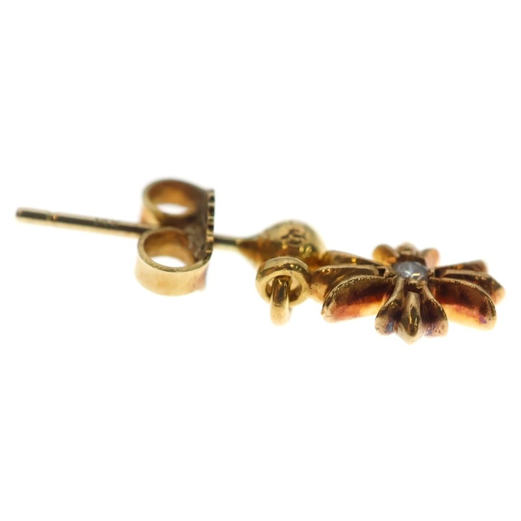 Chrome Hearts 22k Tny CH Pls Tiny CH Plus Drop Earrings 1 Diamond Gold — view 4