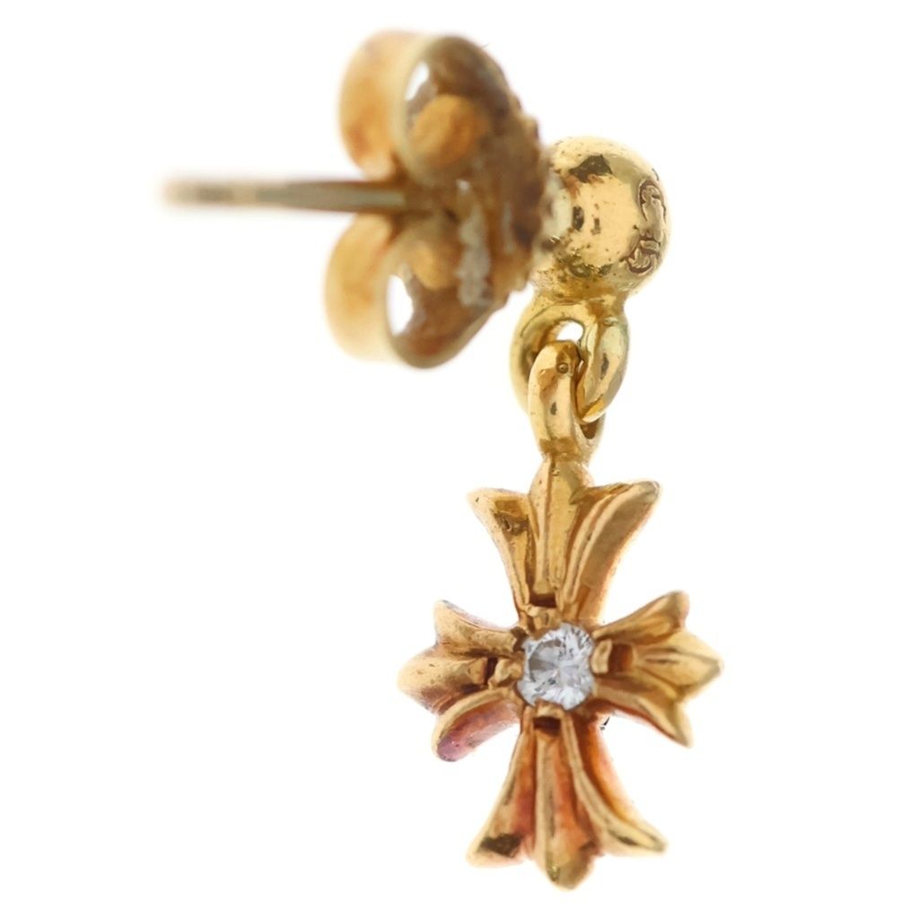 Chrome Hearts 22k Tny CH Pls Tiny CH Plus Drop Earrings 1 Diamond Gold — view 2