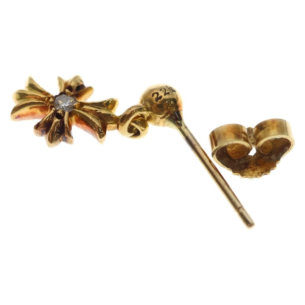 Chrome Hearts 22k Tny CH Pls Tiny CH Plus Drop Earrings 1 Diamond Gold — view 6