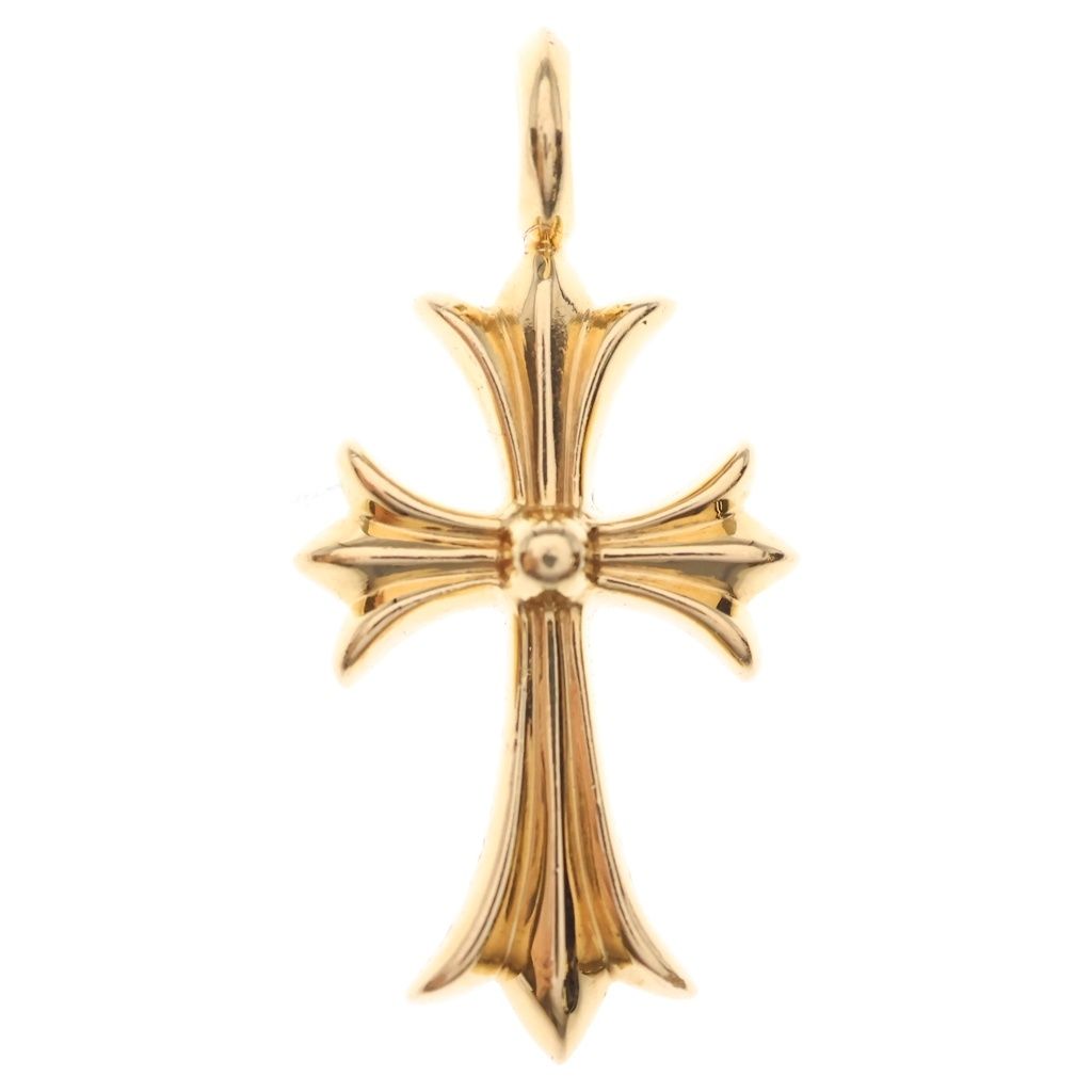 Chrome Hearts 22k Tny Crsf P Emld Tiny Fat Cross Pave Emerald Pendant Top Gold — view 2