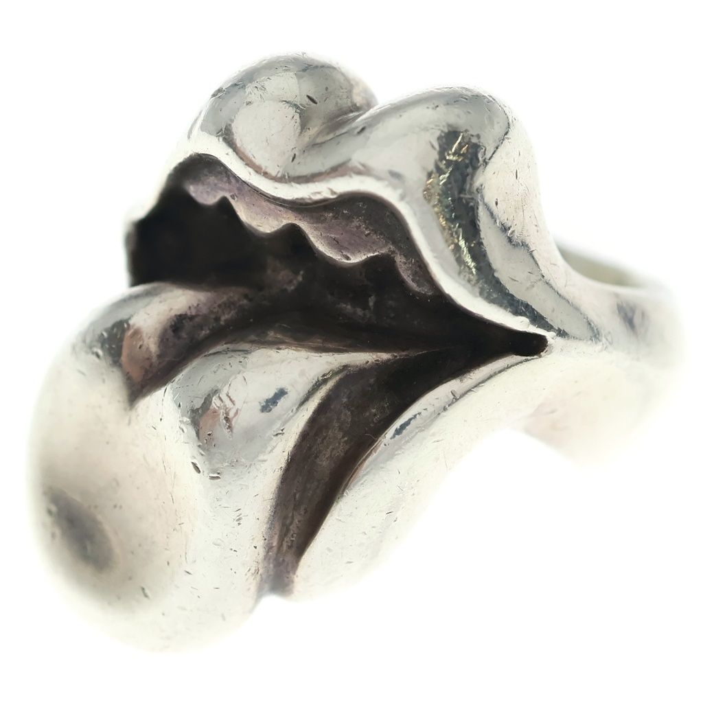 Chrome Hearts Lip Tongue Lg Lip and Tan Large Ring Silver