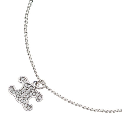 Celine Triomphe Rhinestone Pendant Chain Silver