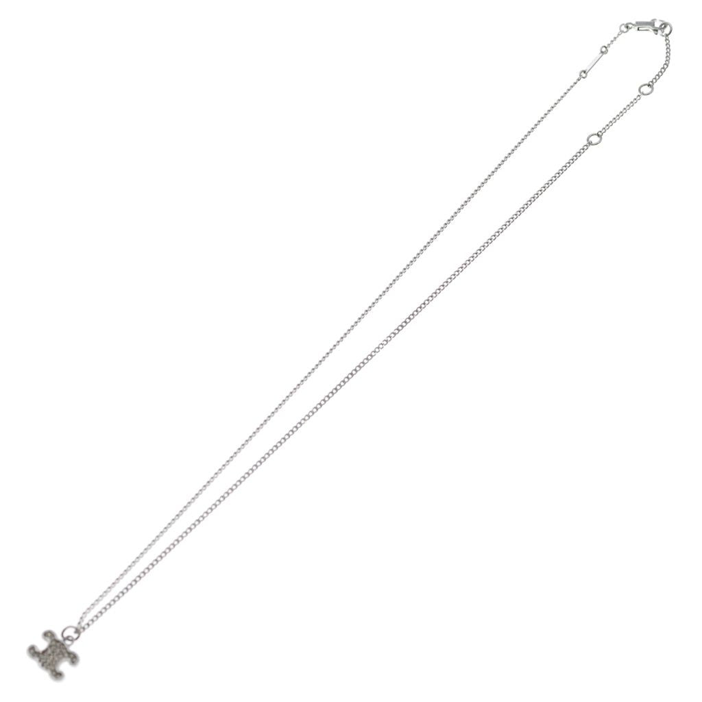 Celine Triomphe Rhinestone Pendant Chain Silver — view 2