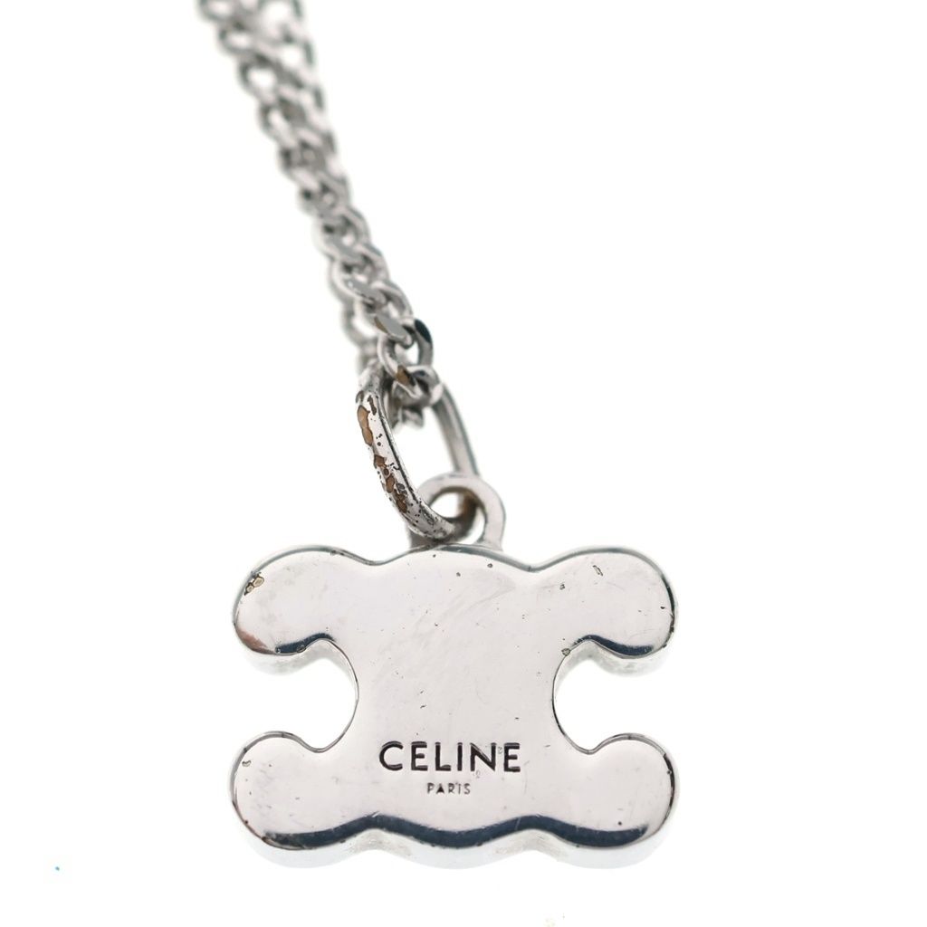 Celine Triomphe Rhinestone Pendant Chain Silver — view 5