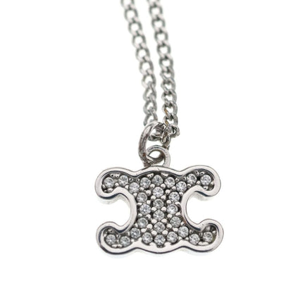 Celine Triomphe Rhinestone Pendant Chain Silver — view 3