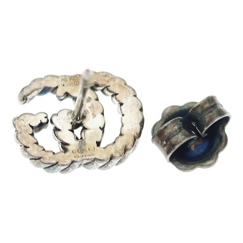 Gucci Double Logo Stud Earrings Silver — view 5