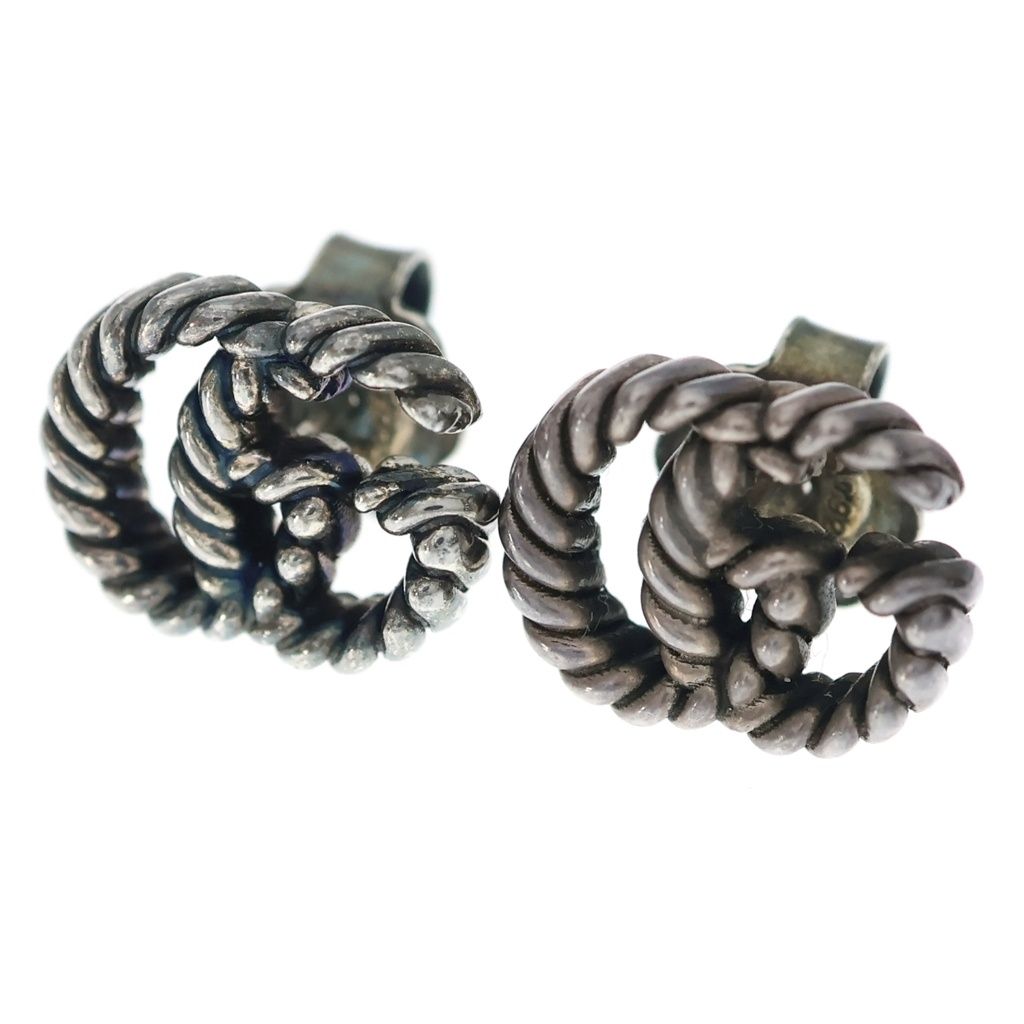 Gucci Double Logo Stud Earrings Silver