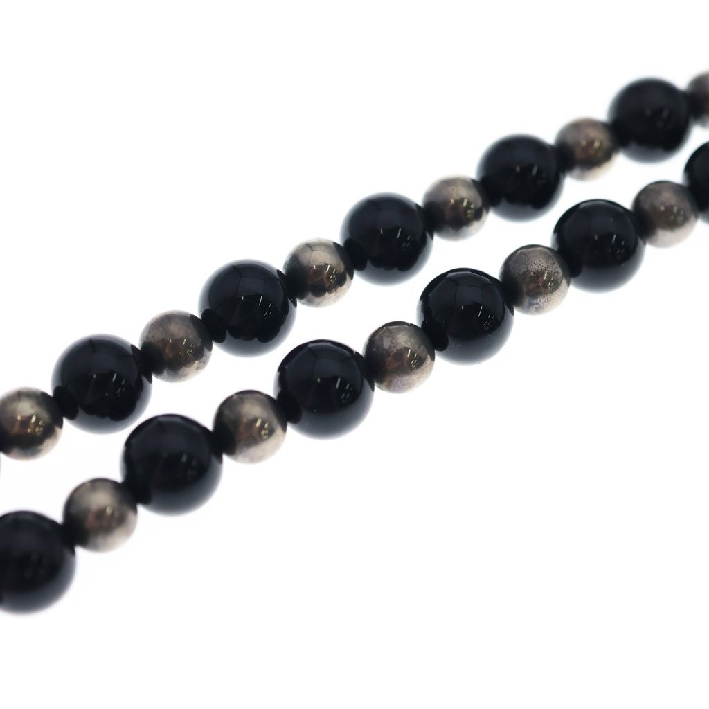 Tiffany & Co Vintage 925 Sterling Silver Black Onyx Beads Necklace — view 4