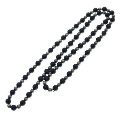 Tiffany & Co Vintage 925 Sterling Silver Black Onyx Beads Necklace — view 2