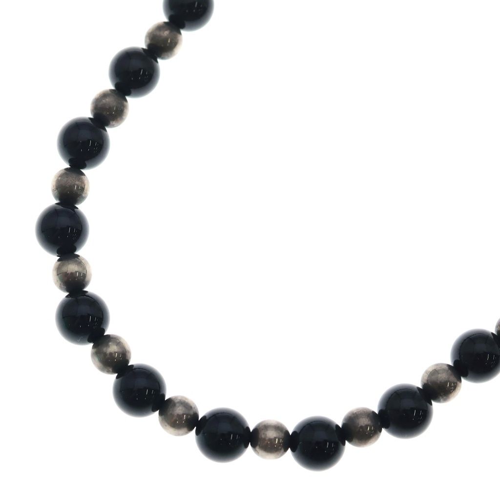 Tiffany & Co Vintage 925 Sterling Silver Black Onyx Beads Necklace