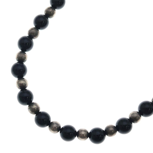 Tiffany & Co Vintage 925 Sterling Silver Black Onyx Beads Necklace