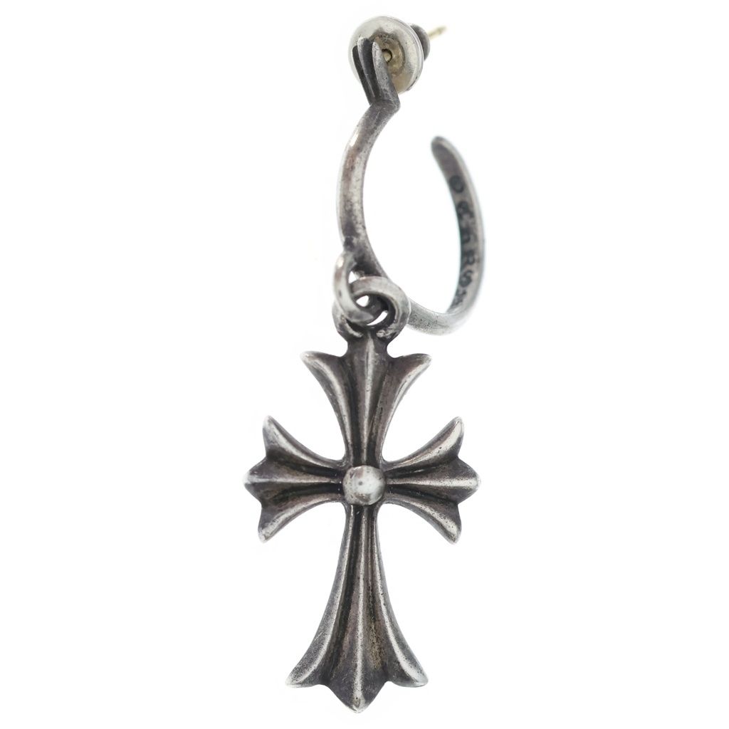 Chrome Hearts Tiny CH Cross Hoop Earrings Silver