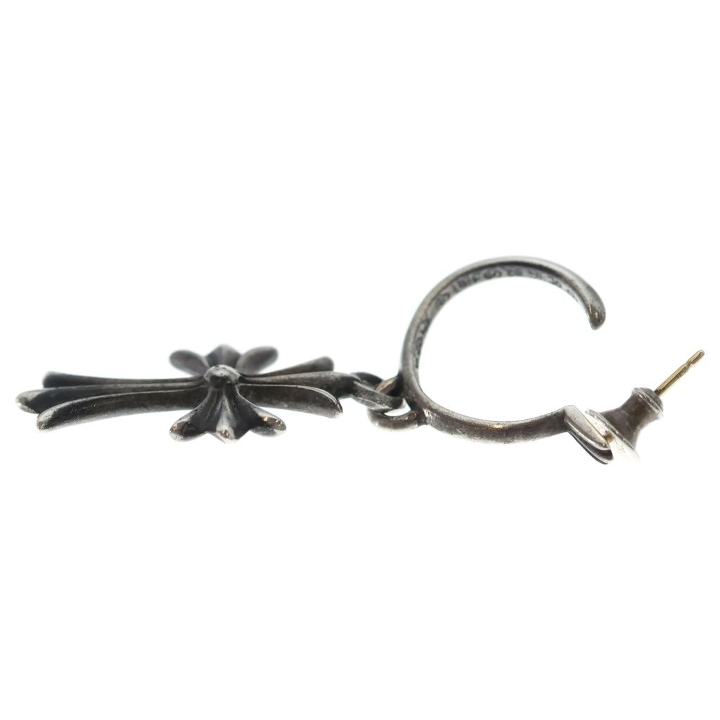 Chrome Hearts Tiny CH Cross Hoop Earrings Silver — view 3