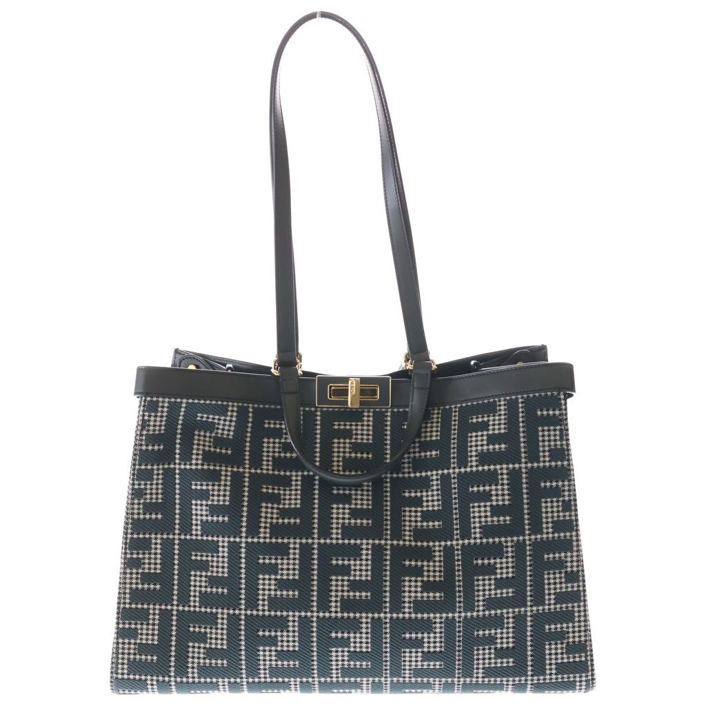 Fendi Peekaboo Tote Dark Gray Leather Gold