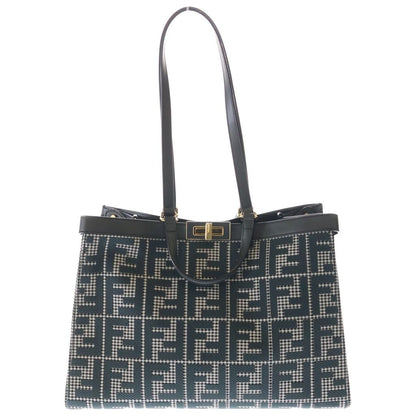 Fendi Peekaboo Tote Dark Gray Leather Gold