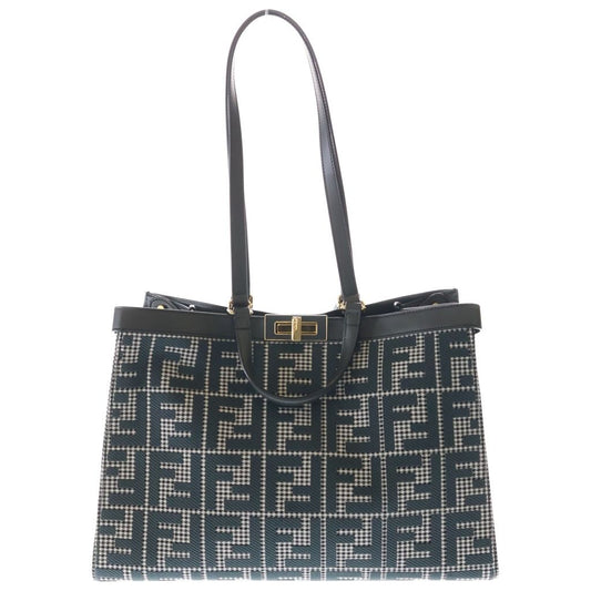 Fendi Peekaboo Tote Dark Gray Leather Gold