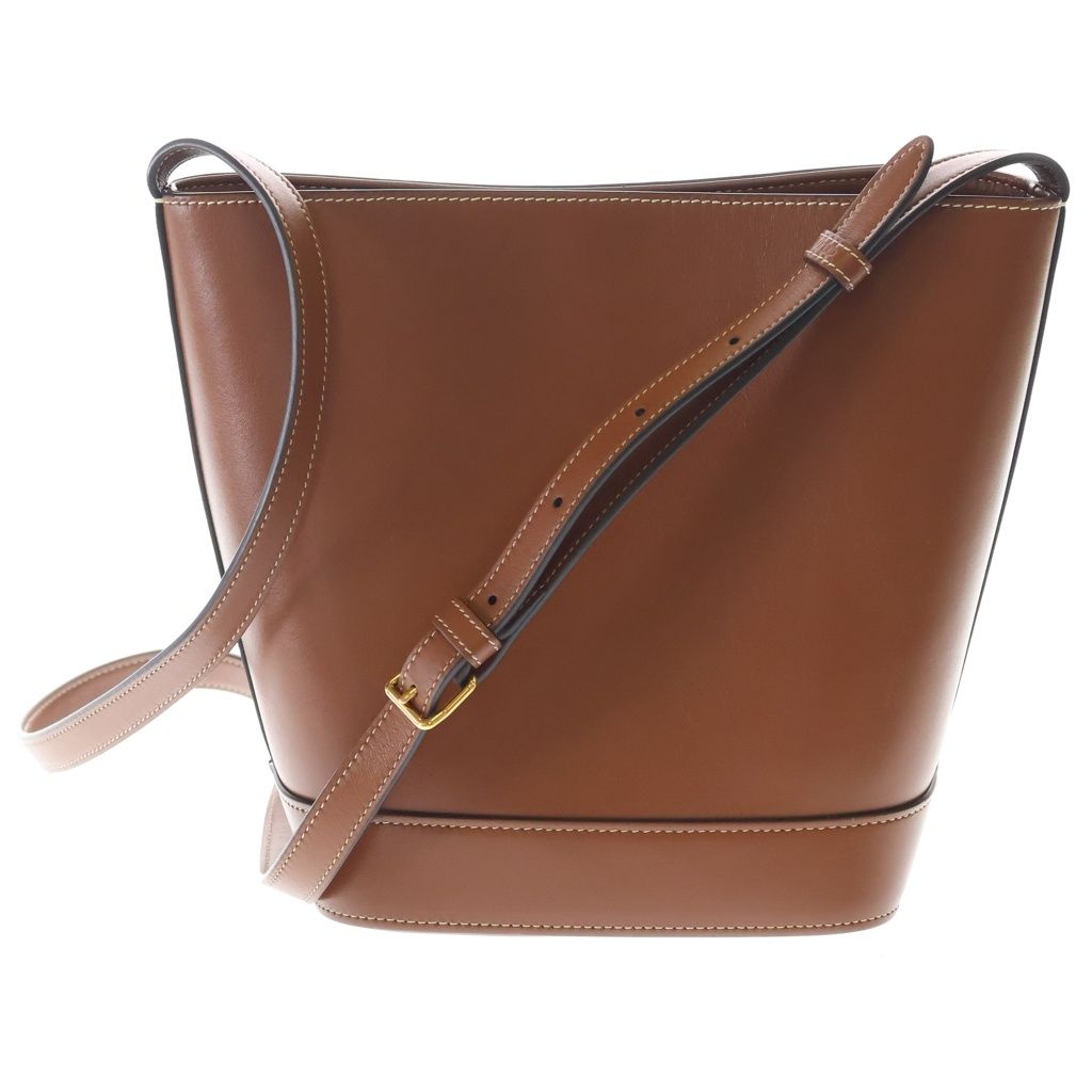 Celine Cuir Triomphe Small Shoulder Bag Brown Bucket Tan Leather Gold — view 2