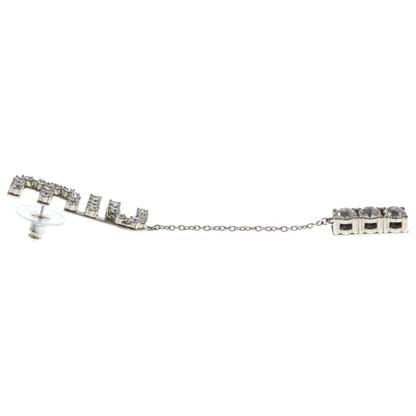 Miu Miu Crystal Rhinestone Logo Swing Earrings Metal Silver — view 4