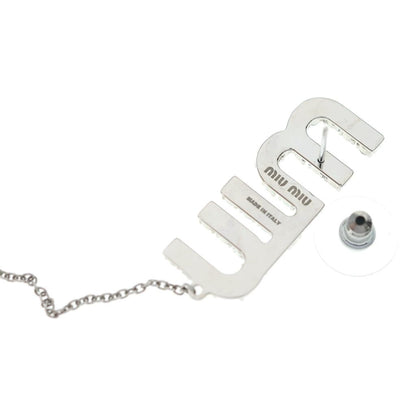 Miu Miu Crystal Rhinestone Logo Swing Earrings Metal Silver — view 5