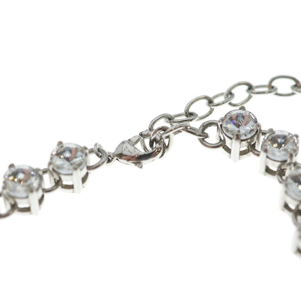 Miu Miu Crystal Logo Rhinestone Choker Necklace Metal Silver — view 4